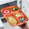 thumbnail image 1 of 5-Compartment Meal Tray, 12.8x8.6in Wheat Straw Divided Plates for School Cafeteria, Portion Control Lunch Trays, Microwave & Dishwasher Safe, BPA-Free Orange, 1 of 6