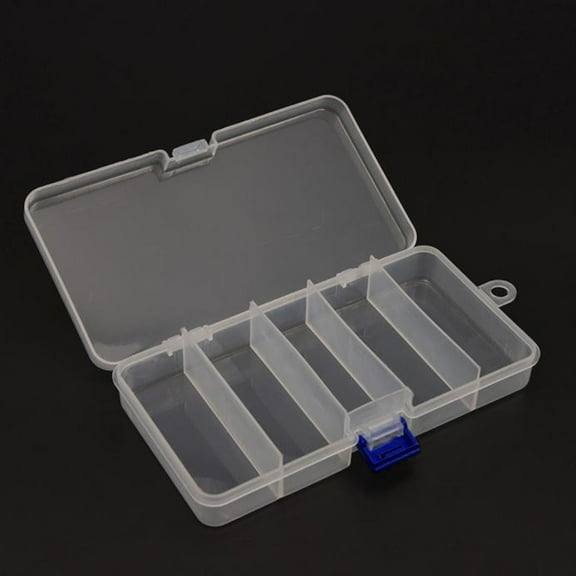 5 Compartment Plastic Fishing Tackle Box, Hard Case Storage Organizer for Lures Baits, Compact Multifunctional Tackle Box for Freshwater Saltwater Fly Fishing