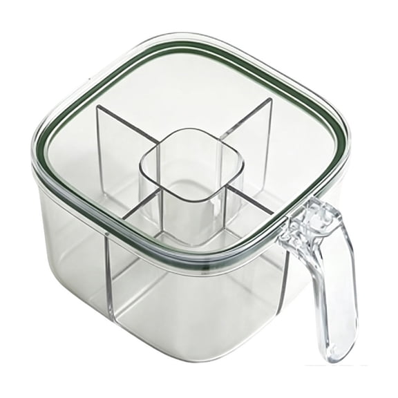5-Compartment Seasoning Box with Handle, Transparent Spice Storage Container with Lid for Herbs, Condiments, Kitchen Countertop, Pantry and Dining Table