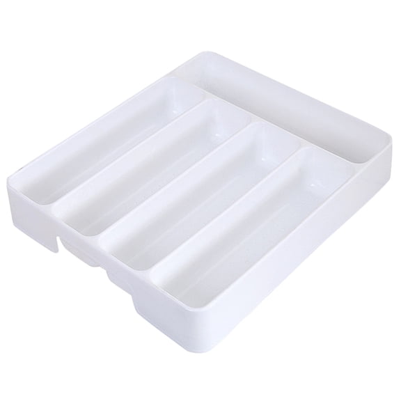 5 Compartment Silverware Drawer Organizer Tray, Compact Plastic Flatware Utensil Storage Tray, Non-Slip Cutlery Holder for Forks Knives Spoons, Fits Small Drawers Kitchen Blue