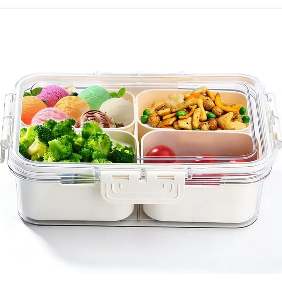 5-Compartment Snack Box Container Transparent Tray Portable Deli Board Travel Snack Holder