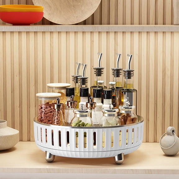 5-Compartment Snack Tray | Plastic Nut Candy Container | Dried Fruit Food Storage Organizer | Large Rotating Serving Platter for Parties and Home