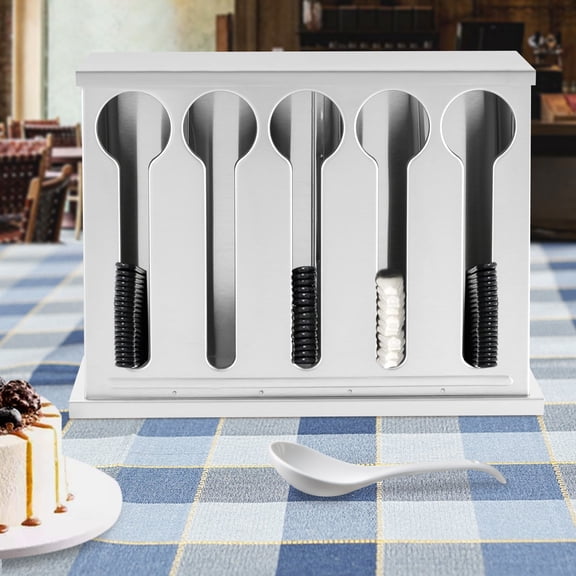 5 Compartment Stainless Steel Cutlery Organizer, Utensil Dispenser, Forks Spoons Dispenser