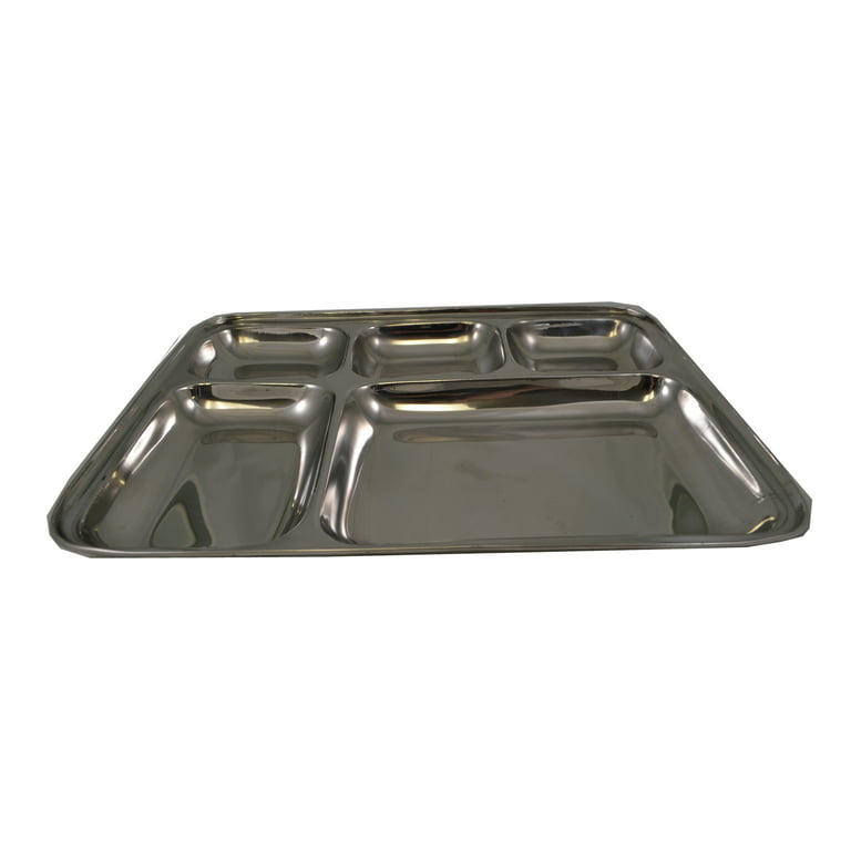 5 Compartment Stainless Steel Sectional Food Serving Tray 10 x 13