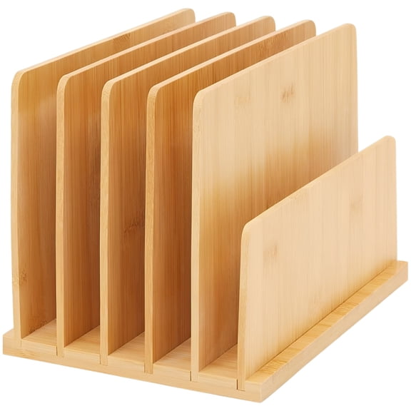 5 Compartment Wooden Desk Mail Sorter, Wood File Organizer for Letters Folders Documents, Countertop Envelope Rack for Home Office Use