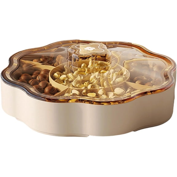 5 Compartments Candy Dispenser Elegant Nut Storage Box with Lid Dry Fruit Holder Appetizer Serving Tray Biscuits Dessert Organiser