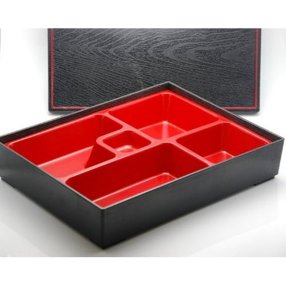 5 Compartments Lacquered Bento Lunch Box w. Cover