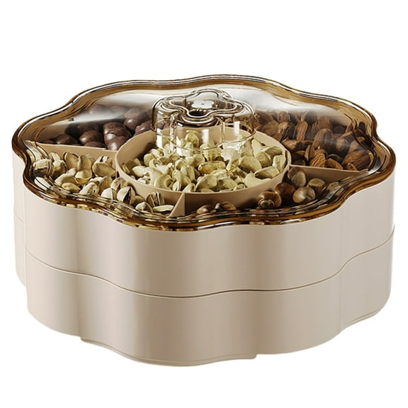 5 Compartments Plastic Candy Dispenser Elegant Nut Storage Box with Cover Dry Fruit Holder Appetizer Serving Tray