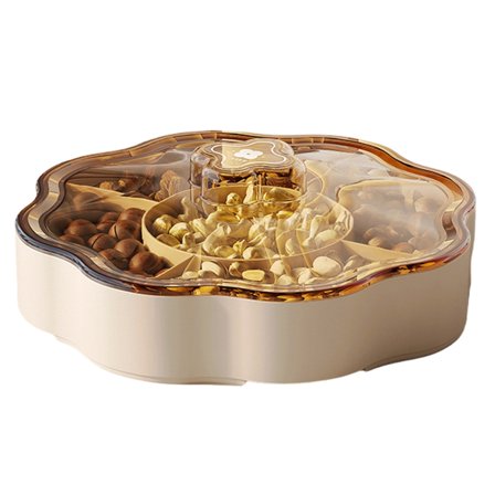 5 Compartments Plastic Candy Dispenser Elegant Nut Storage Box with Cover Dry Fruit Holder Appetizer Serving Tray