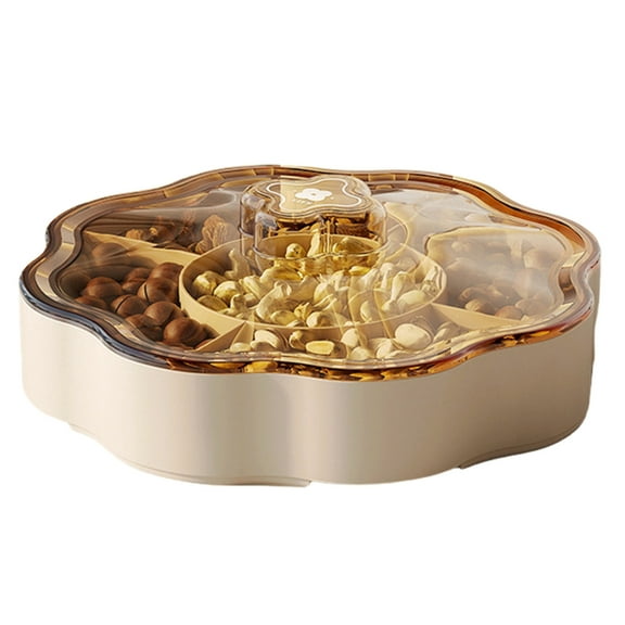 5 Compartments Plastic Candy Dispenser Elegant Nut Storage Box with Cover Dry Fruit Holder Appetizer Serving Tray