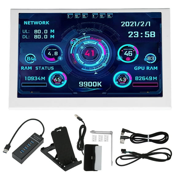 5" Computer Temp Monitor (Dynamic Theme Supported), Usage and Temperature Monitoring for CPU, GPU, RAM, IPS Type-C USB Mini Secondary Screen