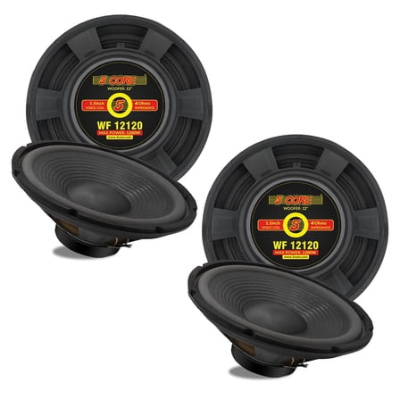 5 Core 12 Inch Car Woofer Audio Pair 2400W Combined 4Ohm Deep Bass Subwoofer Component Loud Speaker