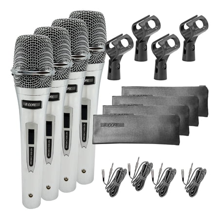 5 Core 4 Pieces Microphone Pro Microfono Dynamic Mic XLR Audio Cardiod Vocal Karaoke ND 909 CHROME 4PCS