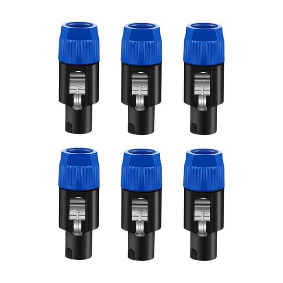 5 Core 4-Pole Twist Lock Speaker Connectors, 6 Pack Male Audio Plugs, 4-Conductor Speaker Cable Replacement Adapters for Speakers & Amplifiers- SPKN BLU 6PCS- SPKN BLU 6PCS