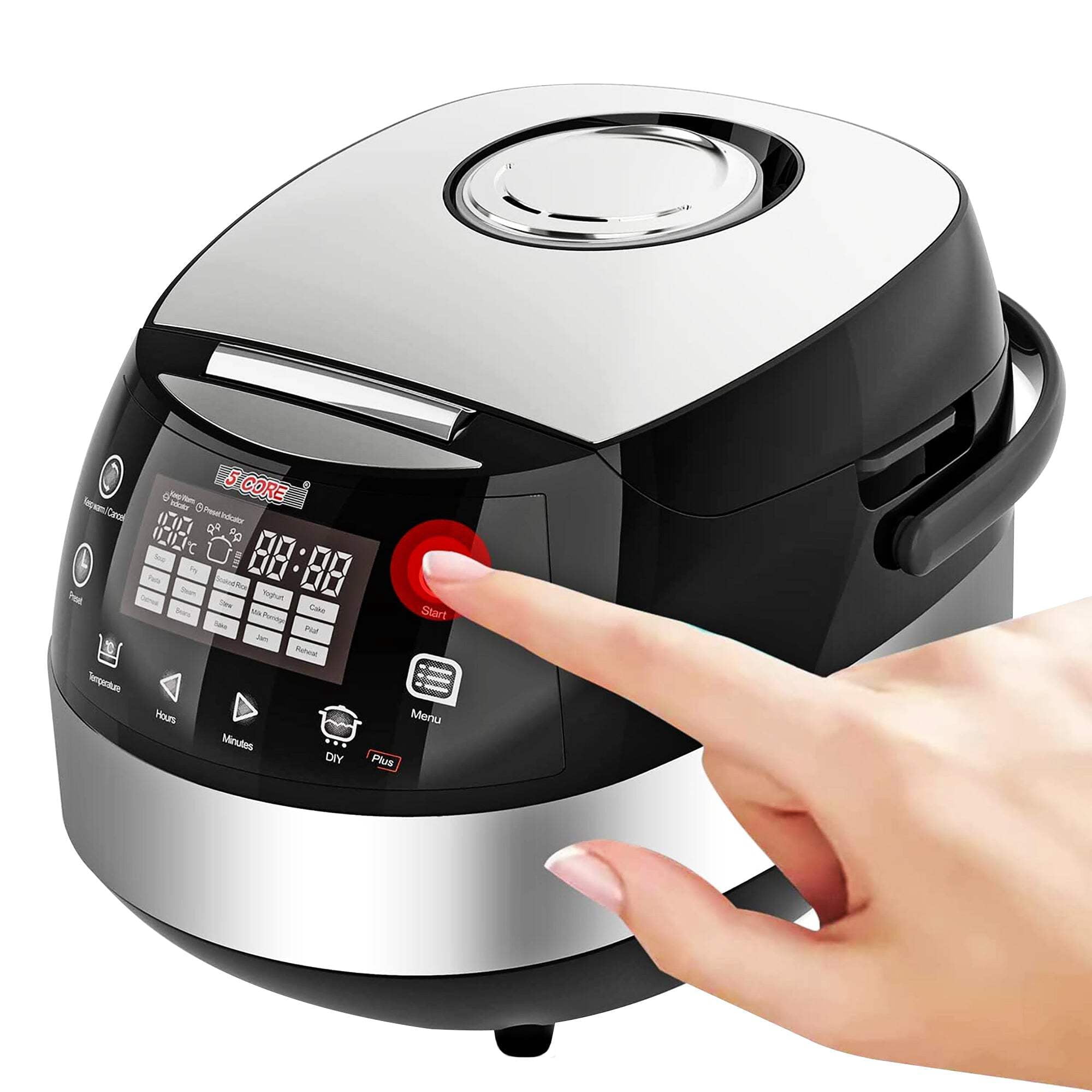 5 Core 5.3Qt Digital 15-in-1 Rice Cooker, Touch Screen, Slow Cooker ...