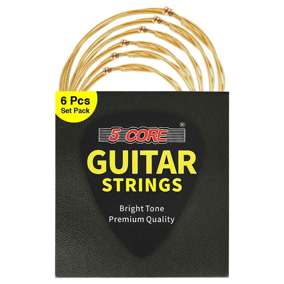 5 Core Acoustic Guitar 6 String Set Medium Gauge Steel Carbon Core Bright Powerful Tone Heavy Duty - GS AC BRSS HD