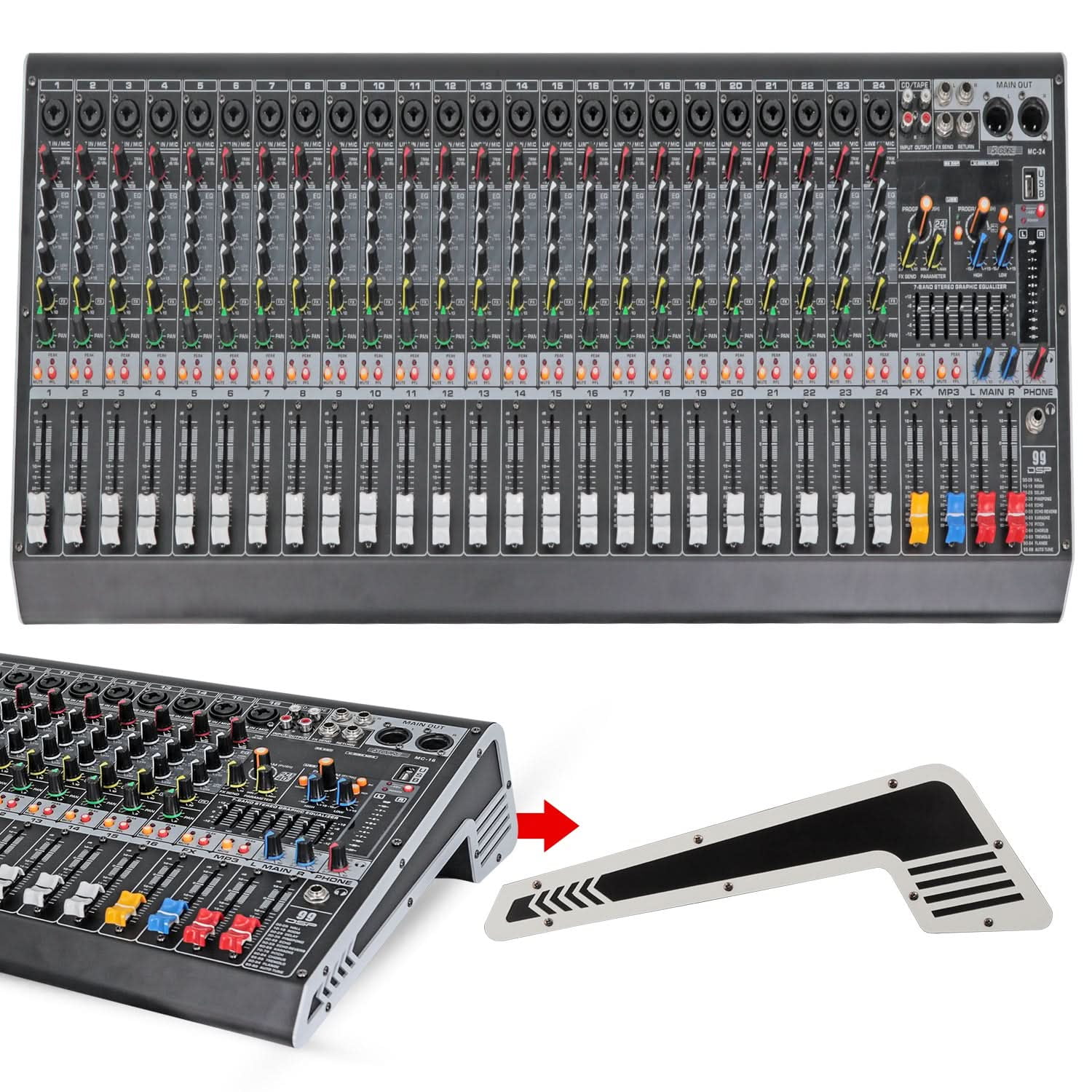 5 Core Audio Mixer 24 Channel DJ Sound Board w Bluetooth USB PC