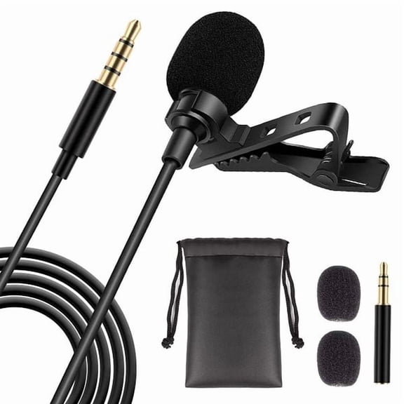 5 Core CM Mob 2M Omnidirectional Clip-On Lavalier Microphone, 3.5mm 2M Lapel Mic for Smartphone, DSLR Camera, PC, Interview, Video Recording & Audio Recorder
