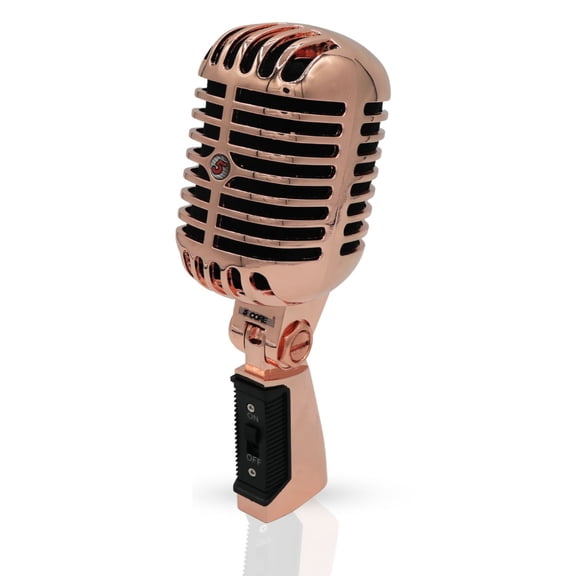 5 Core Classic Retro Microphone Dynamic (ALL METAL BODY) - Old Vintage Style Unidirectional Cardioid Mic w/ XLR Input Universal Stand Compatible | Live Performance |Singing In Studio |Recording Gold
