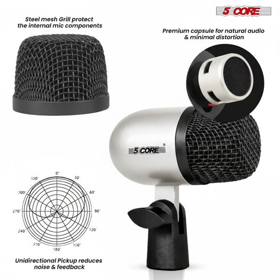 5 Core Conga Mic Snare Tom Microphone Drum Kit Condenser XLR Instrument Mics