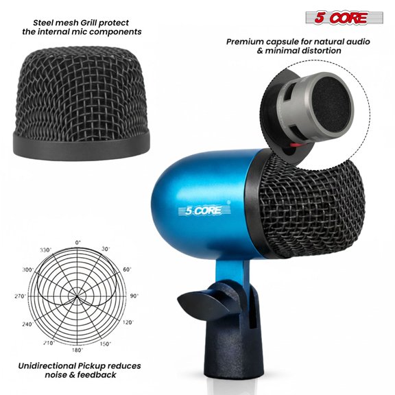 5 Core Conga Mic Snare Tom Microphone Drum Kit Condenser XLR Instrument Mics
