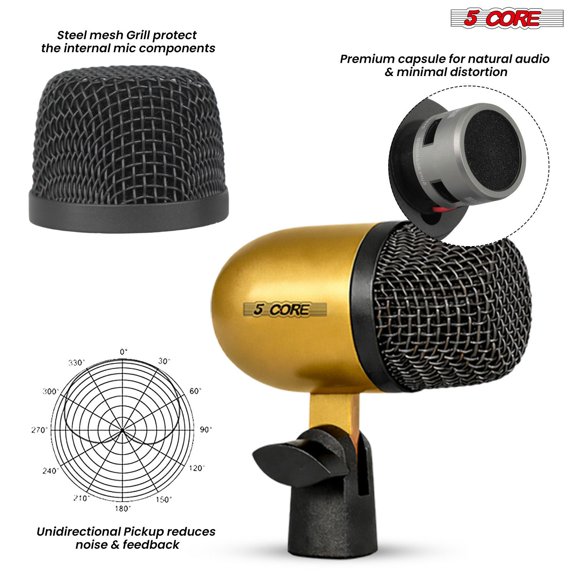 5 Core Conga Mic Snare Tom Microphone Drum Kit Condenser XLR Instrument Mics