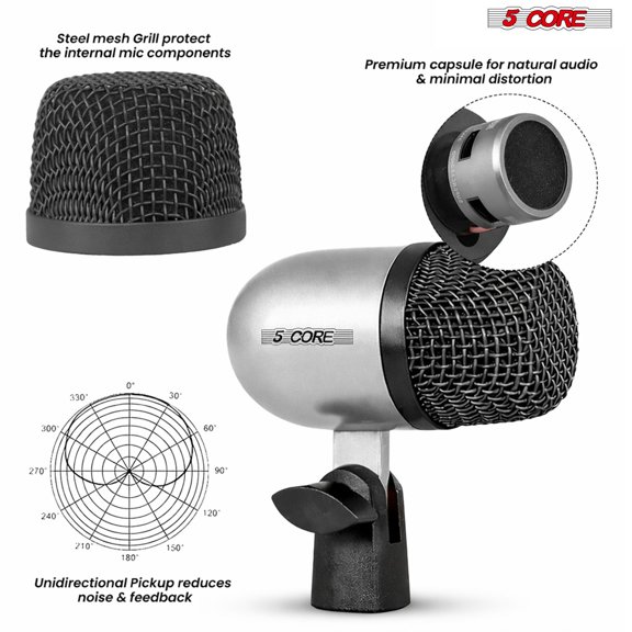 5 Core Conga Mic Snare Tom Microphone Drum Kit Condenser XLR Instrument Mics