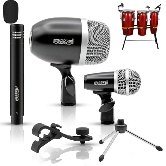5 Core Conga Mic Snare Tom Microphone Drum Kit Condenser XLR Instrument Mics