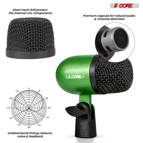 5 Core Conga Mic Snare Tom Microphone Drum Kit Condenser XLR Instrument Mics