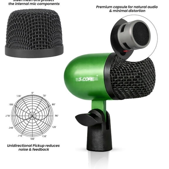 5 Core Conga Mic Snare Tom Set Professional XLR Cardioid Condenser Instrument Microphone Kit