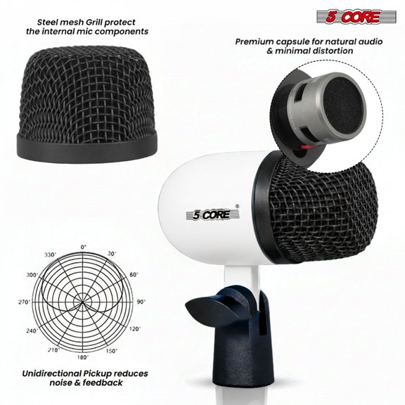 5 Core Conga Mic Snare Tom Set Professional XLR Cardioid Condenser Instrument Microphone Kit