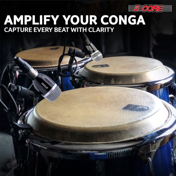 5 Core Conga Mic Snare Tom Set Professional XLR Cardioid Condenser Instrument Microphone Kit