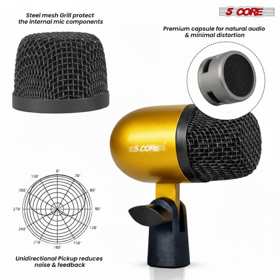 5 Core Conga Mic Snare Tom Set Professional XLR Cardioid Condenser Instrument Microphone Kit