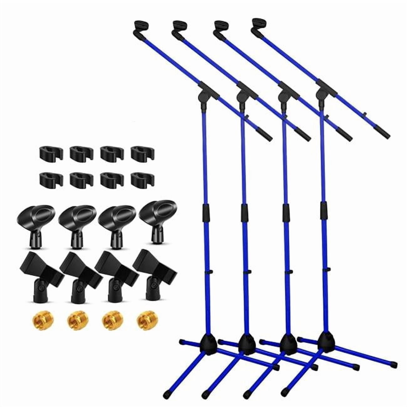 5 Core D010277WL66 Dark Blue Tripod Mic Stand Floor 4 Piece Adjustable 18 to 72 in. Sturdy Boom Arm Holder Microphone Stands Pedestal Para Microfono for Singing