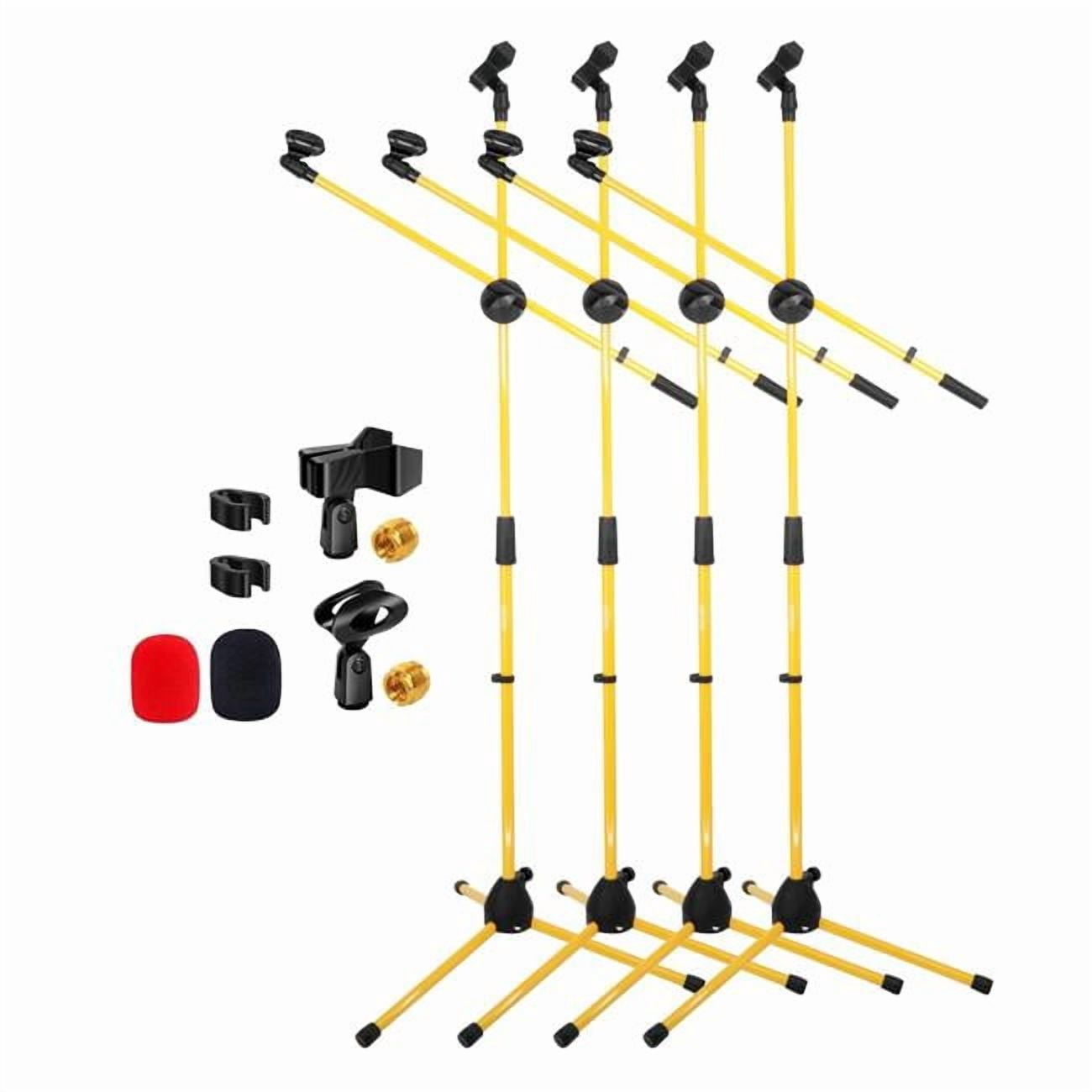 5 Core D01027R1M72 63 in. Microphone Stand Floor 2 Mic Clips Universal Adjustable Tripod Mic Stands with Boom Arm - Yellow