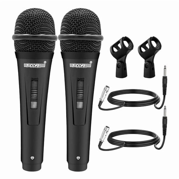 5 Core D01027R2306 Microphone Dynamic Vocal Handheld Mic Cardioid Unidirectional Microfono with on Off Switch Plus XLR Audio Cable for PM 816 - Black
