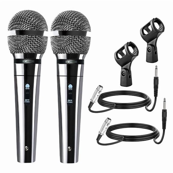 5 Core D01027R23LJ Microphone Dynamic Vocal Handheld Mic Cardioid Unidirectional Microfono with on Off Switch Plus XLR Audio Cable for PM 111 CH - Silver