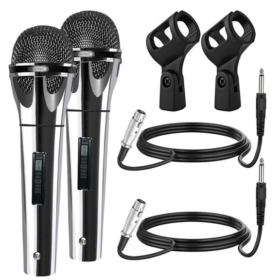 5 Core D01027R2X46 Microphone Dynamic Vocal Handheld Mic Cardioid Unidirectional Microfono with on Off Switch Plus XLR Audio Cable for PM 817 CH - White
