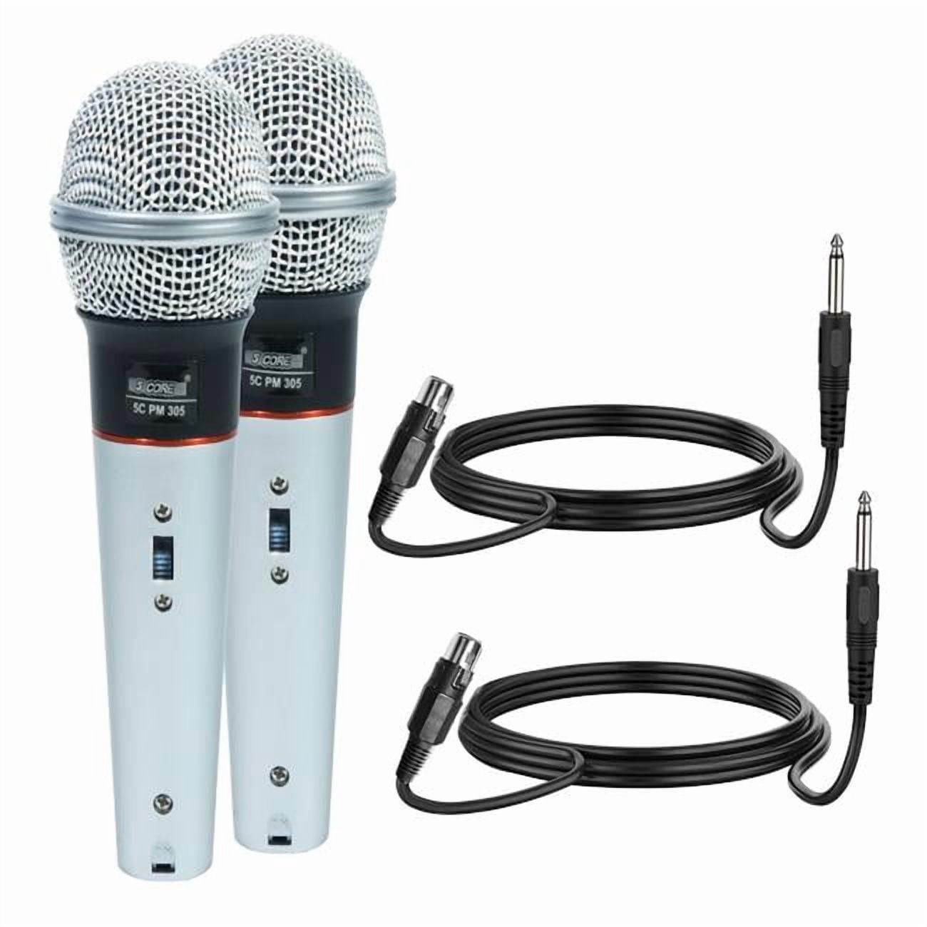 5 Core D01027R2XK2 Microphone Dynamic Vocal Handheld Mic Cardioid Unidirectional Microfono with on Off Switch Plus XLR Audio Cable for PM 305 - White
