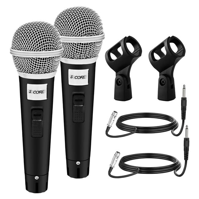 5 Core D01027R2XW8 Microphone Dynamic Vocal Handheld Mic Cardioid Unidirectional Microfono with on Off Switch Plus XLR Audio Cable for PM 18 - Black