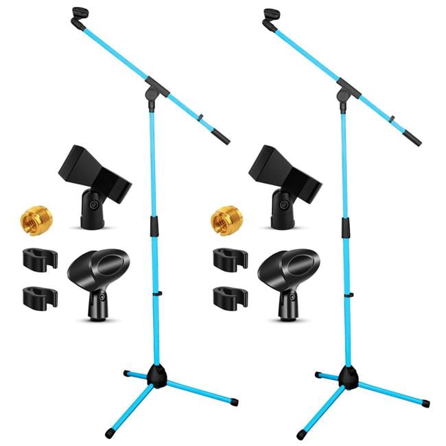 5 Core D01027RC8QP Blue Tripod Mic Stand Floor 2 Piece Adjustable 18 to 72 in. Sturdy Boom Arm Holder Microphone Stands Pedestal Para Microfono for Singing