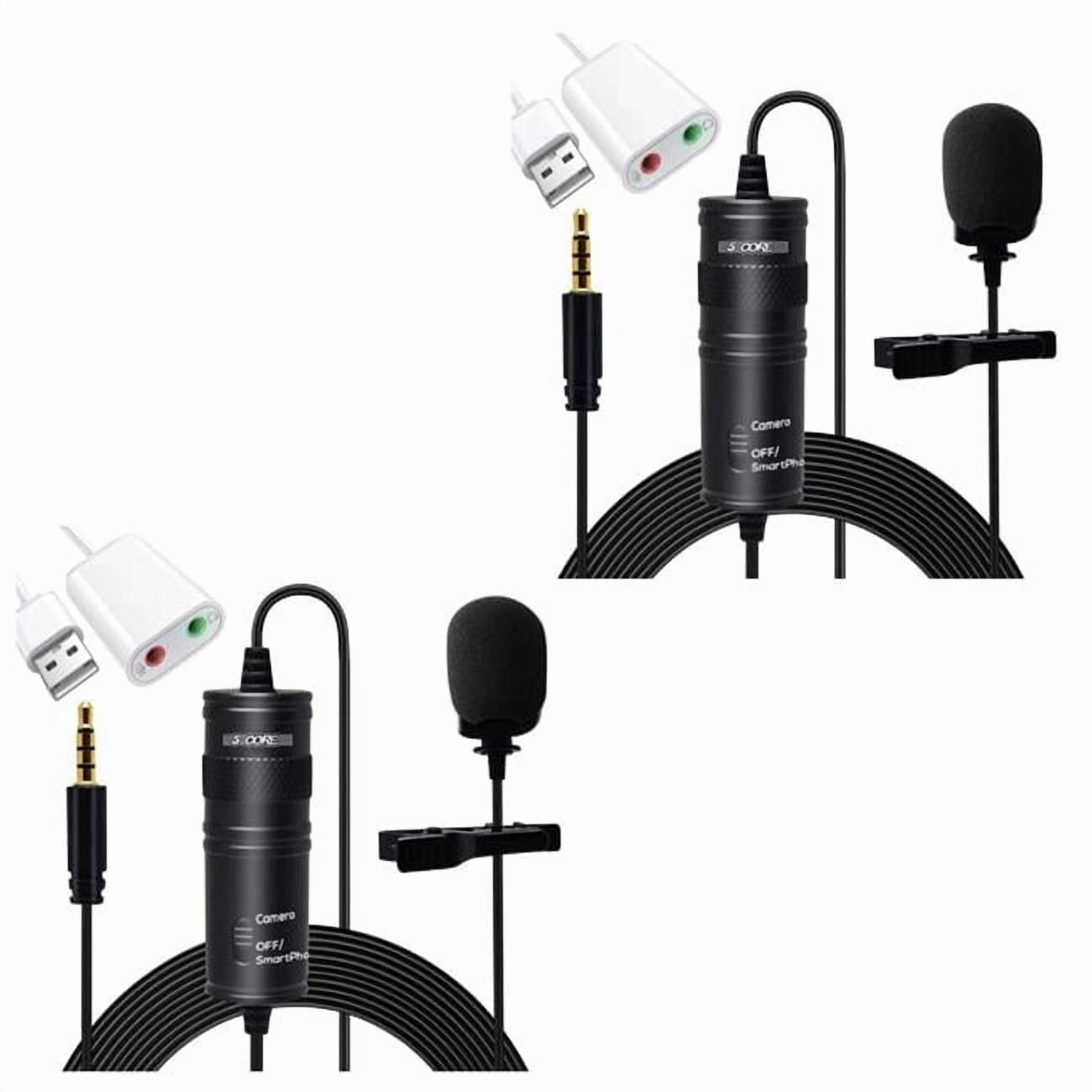 5 Core D01027RLZMP Professional Omnidirectional Lavalier Microphone 3.5 mm Clip-on Lapel Mic for Smartphone DSLR Camera PC Interview Video Camcorders Audio Recorder - CM 001 ADP - Black