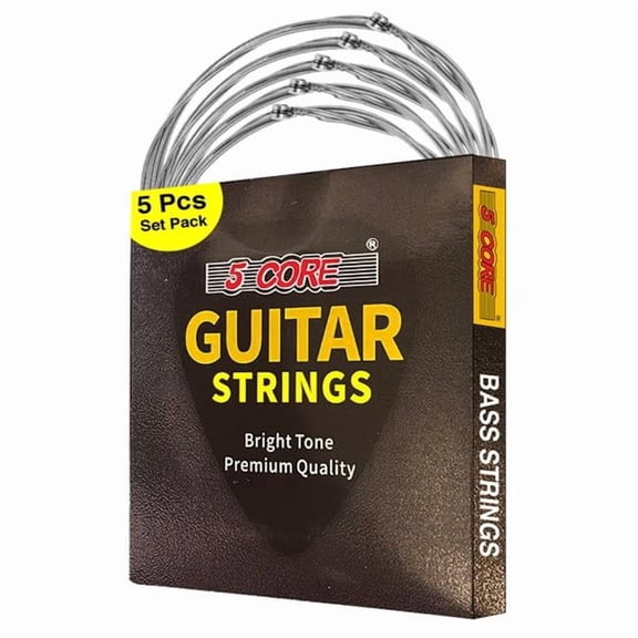5 Core D0102H71B02 Bass Guitar Strings Brass Phosphor Bronze Extra Light Gauge Bright Tone 4, 5, 6 String Set - GS EL BSS - Silver
