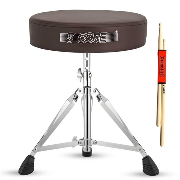 5 Core D0102H71ET2 Drum Throne Padded Guitar Stool Height Adjustable Universal Music Chair Seat for Adults & Kids - Brown