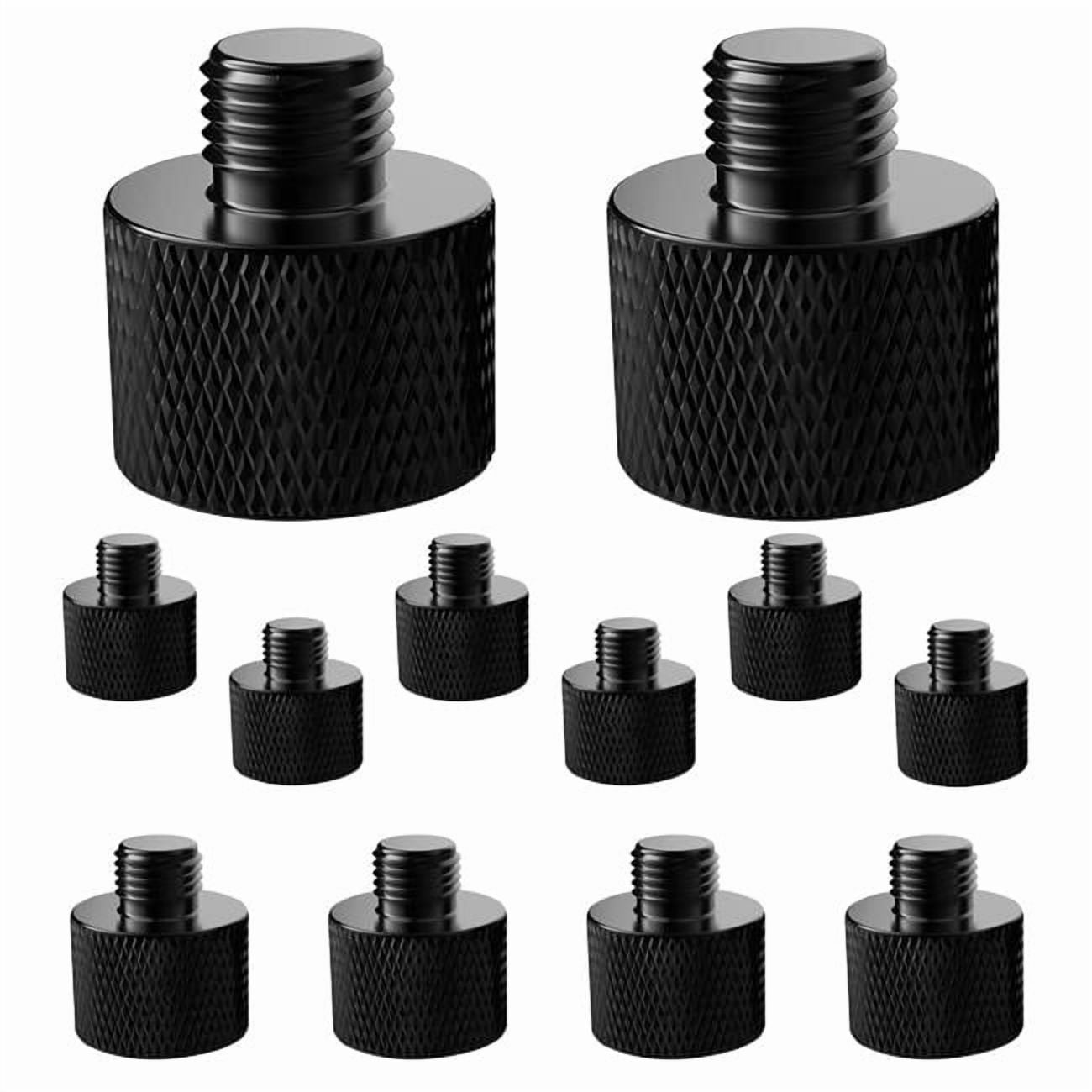 5 Core D0102HEG15T Black Mic Stand Adapter 0.625 Female to 0.375 in. Male Screw Thread Conversion Connector for Microphone Stands Boom Arms Camera Tripod - 12 Piece