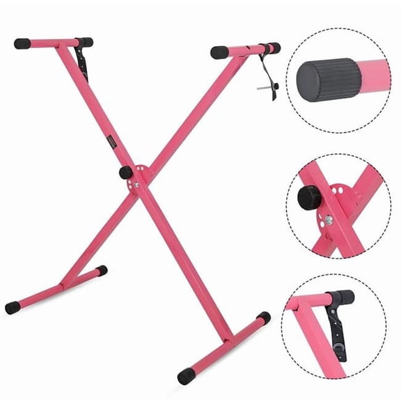 5 Core D0102HEG4ZT Keyboard Stand Single X Style Adjustable Digital Electric Piano Riser Durable & Sturdy Music Synthesizer Holder Stands for 61 76 88 Keys - Blush Pink