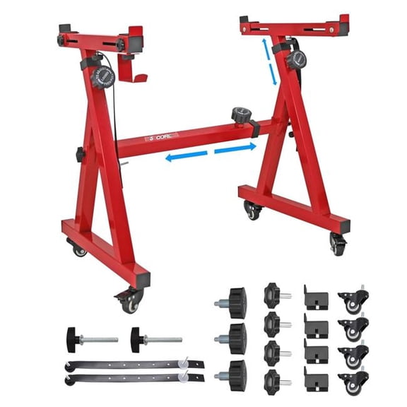 5 Core D0102HEGJDX Keyboard Stand Riser Z Style Height Width Adjustable Portable Heavy Duty Music Stands Holder for Kids & Adults Fits 54 to 88 Key Electric Pianos with Wheels - Red