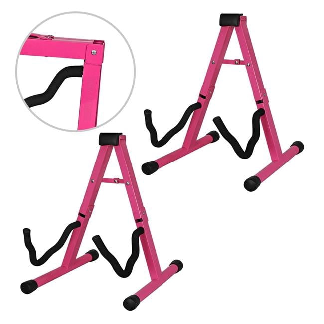 5 Core D0102HELMQ2 Guitar Stand A Frame with Soft Foam Arm Non Slip Rubber for Acoustic Electric Bass - Blush Pink - 2 Piece