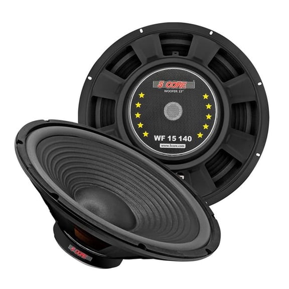 5 Core D0102HRW20P 15 in. Subwoofer 450W Car Audio Sub Woofer 4 ohm with Deep Bass Replacement Loud Speaker - Black