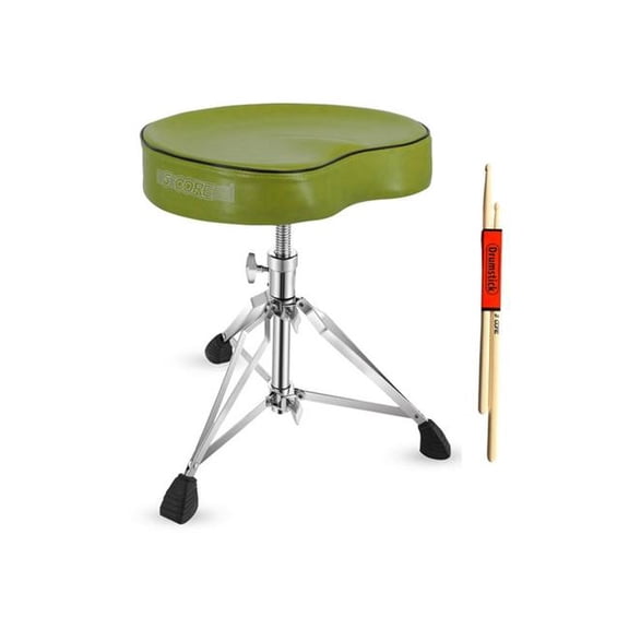5 Core D0102HSLZ96 Drum Throne Padded Guitar Stool Saddle Drummer Seat for Adults & Kids - Green